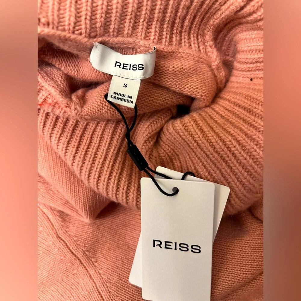 NWT Reiss Eliza Cashmere & Wool Sweater roll neck soft pink small turtleneck - Picture 8 of 9